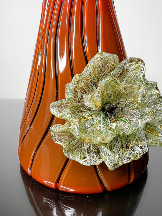 floral diamond cut vase in russet